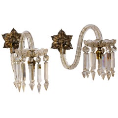 Early 20th Century Crystal Wall Lamp Scones