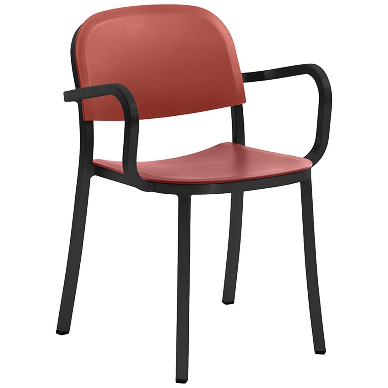 Emeco-Sessel aus dunklem Aluminium und rotem Ocker von Jasper Morrison