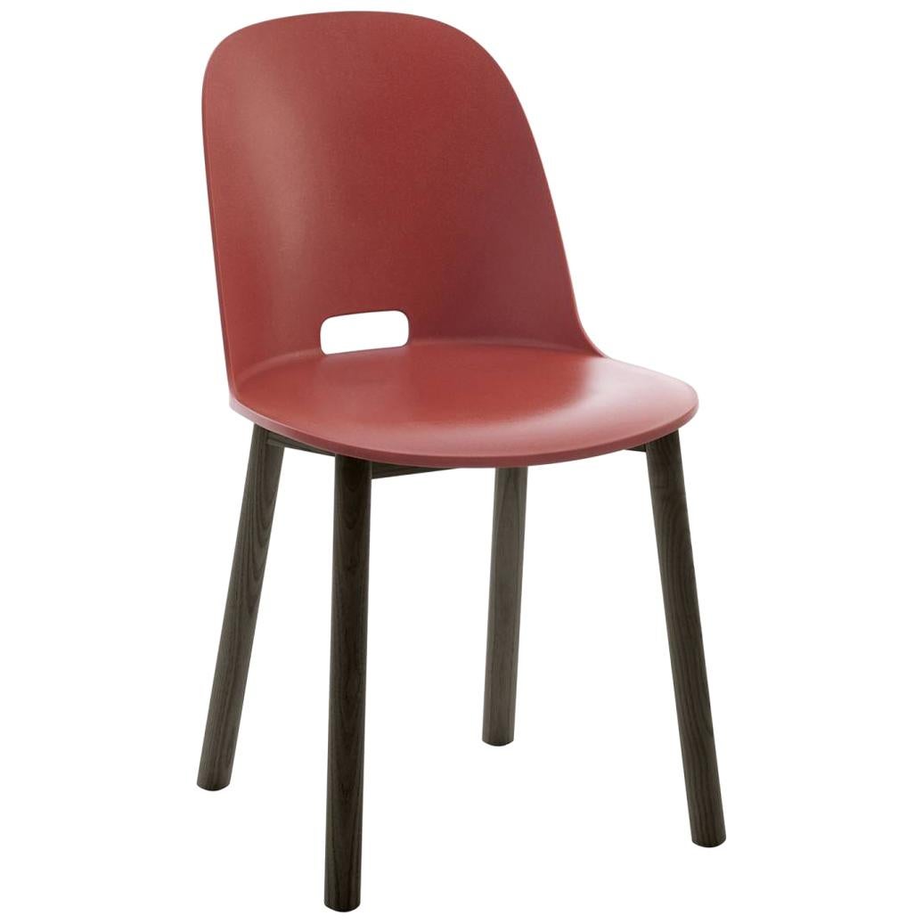 Emeco Alfi Chair in Red and Dark Ash with High Back by Jasper Morrison For Sale