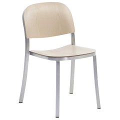Emeco 1 Inch Stacking Chair in Brushed Aluminum and Ash by Jasper Morrison