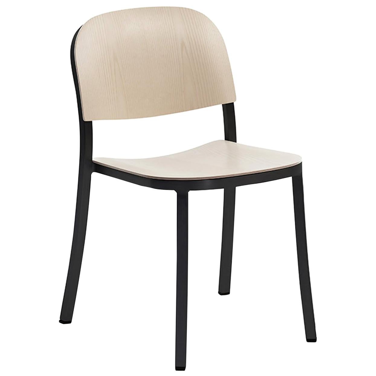Emeco 1 Inch Stacking Chair in Dark Aluminum and Ash by Jasper Morrison For Sale