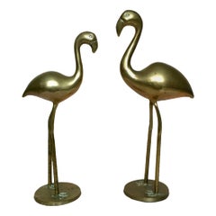 Pair of Vintage German Brass Flamingo, 1970s