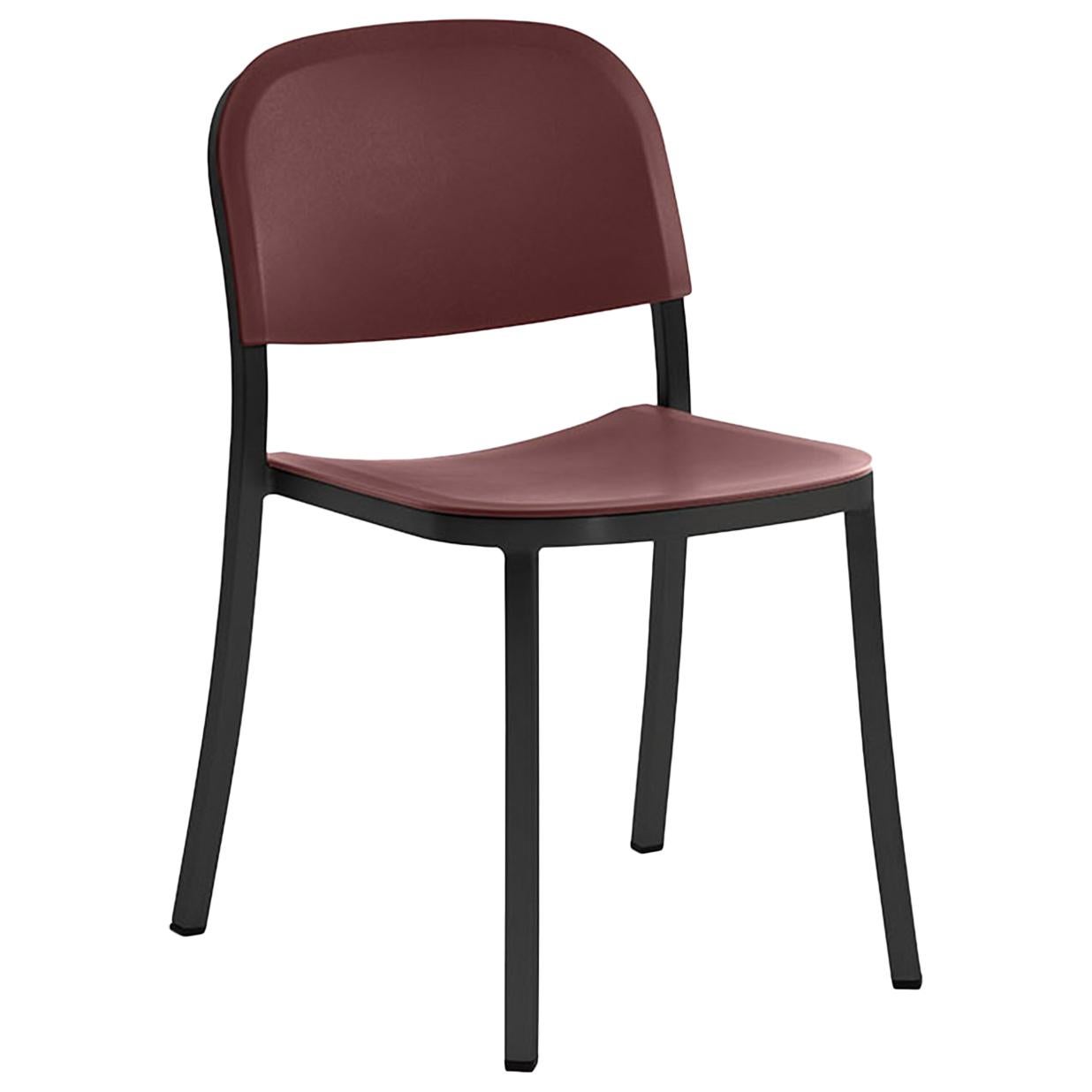 Emeco 1 Inch Stacking Chair in Dark Aluminum and Brown by Jasper Morrison