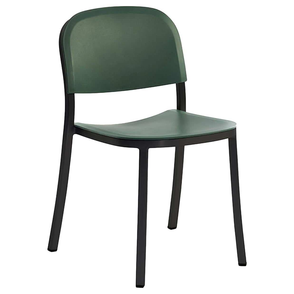 Emeco Stacking Chair in Dark Aluminum & Green by Jasper Morrison