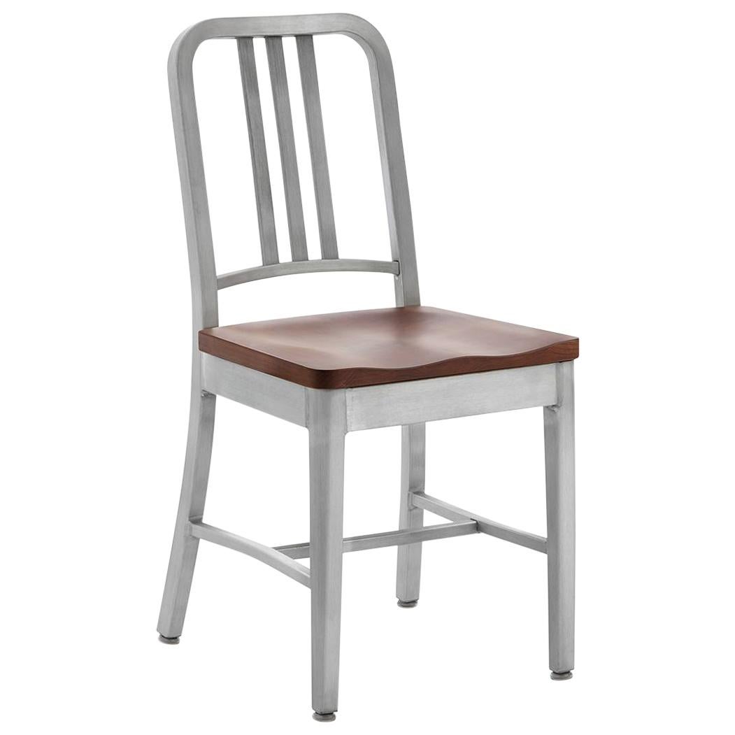 Emeco Navy Chair in Brushed Aluminum and Cherry by US Navy For Sale