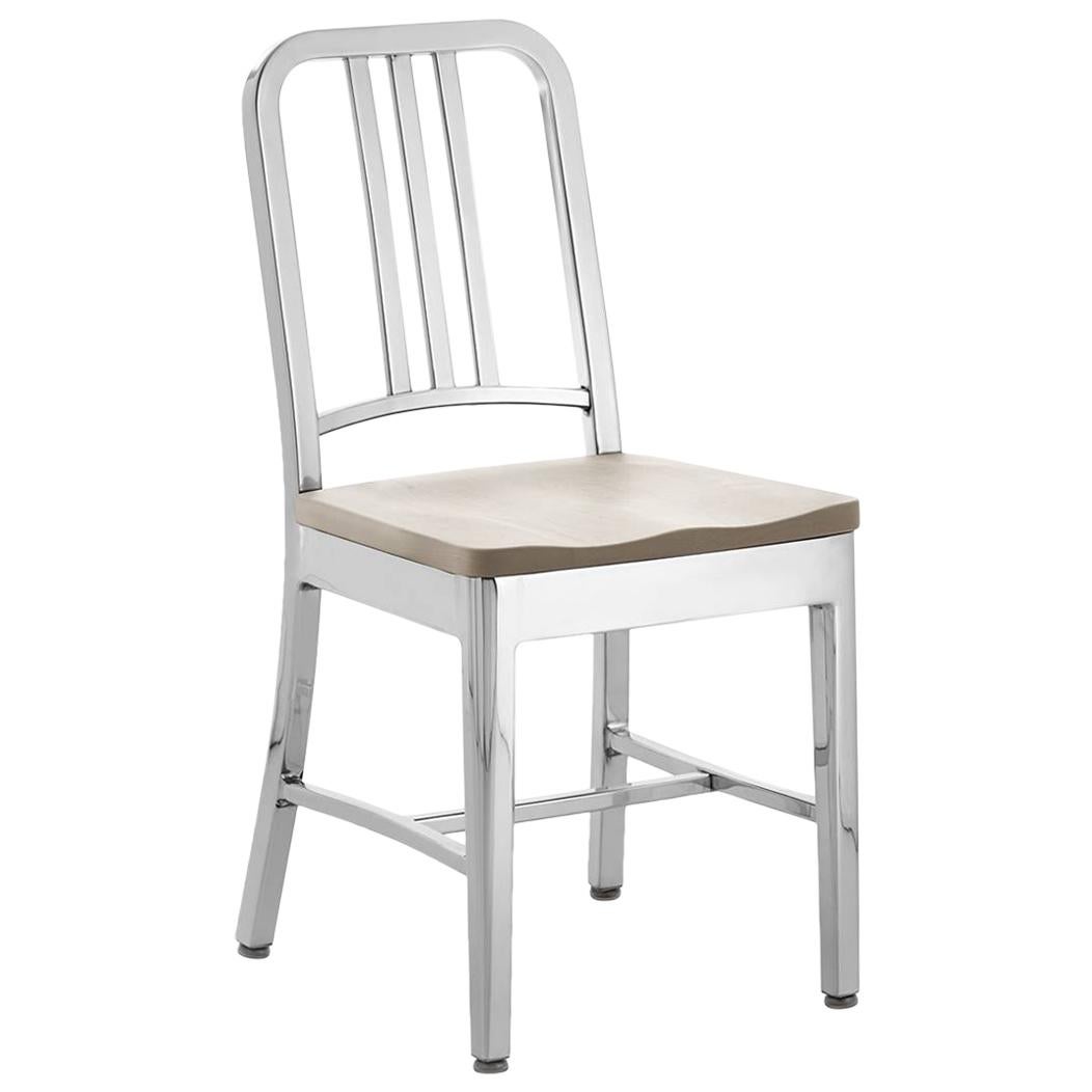 Emeco Navy Chair in Polished Aluminum and Ash by US Navy