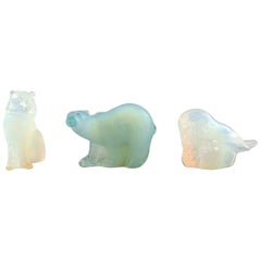 Paul Hoff for "Svenskt Glass", Three Art Glass Figures, WWF