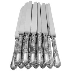 Antique Boulenger French Sterling Silver Dinner Knife Set 12 Piece New Stainless Blades
