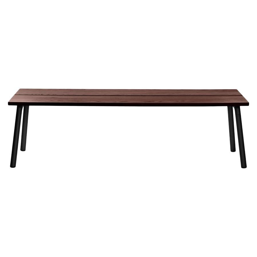 Emeco Run 3-Seat Bench in Black Powder-Coat and Walnut by Sam Hecht & Kim Colin For Sale
