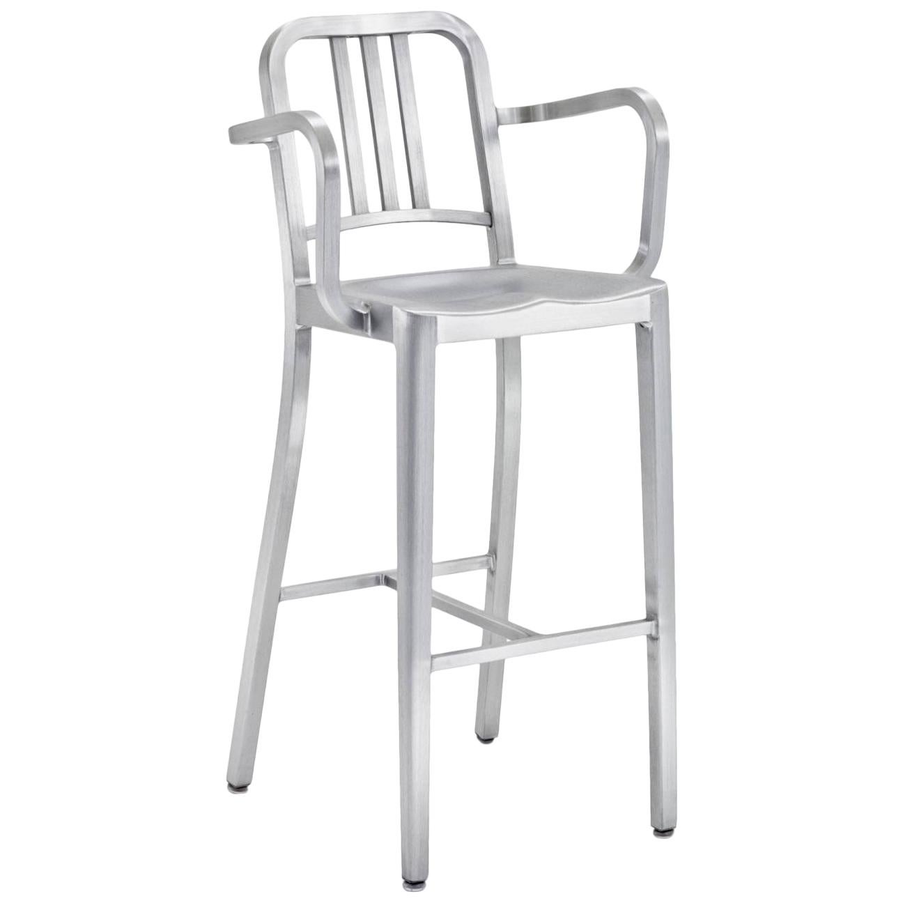 Emeco Navy Barstool in Brushed Aluminum by US Navy For Sale at 