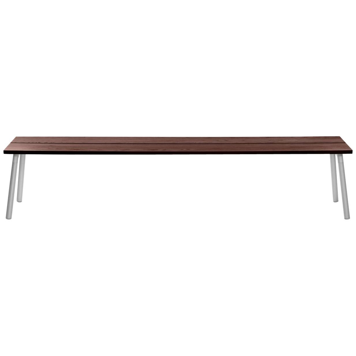 Emeco Run 4-Seat Bench in Aluminum and Walnut by Sam Hecht & Kim Colin