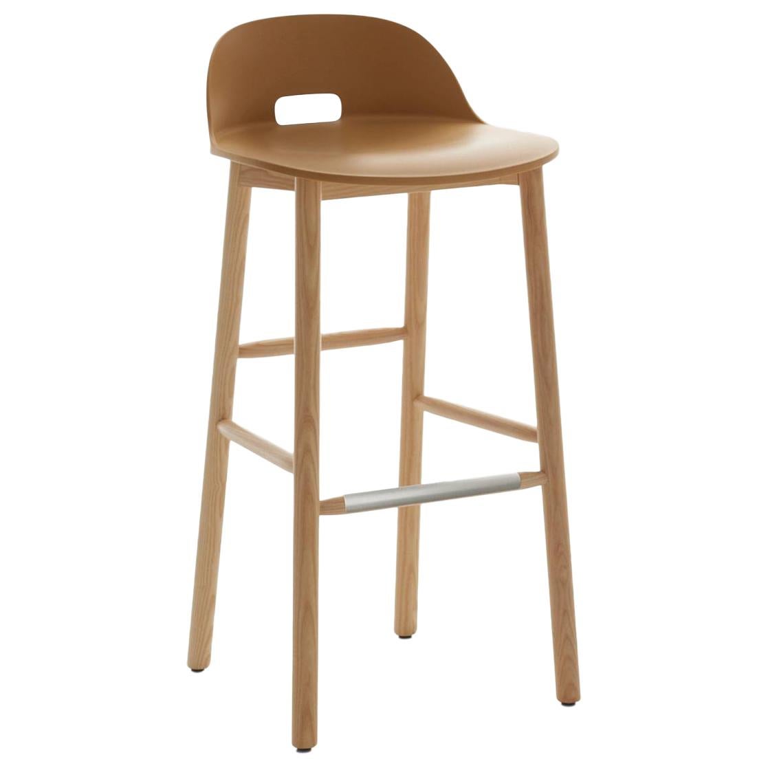 Emeco Alfi Barstool in Sand and Ash with Low Back by Jasper Morrison