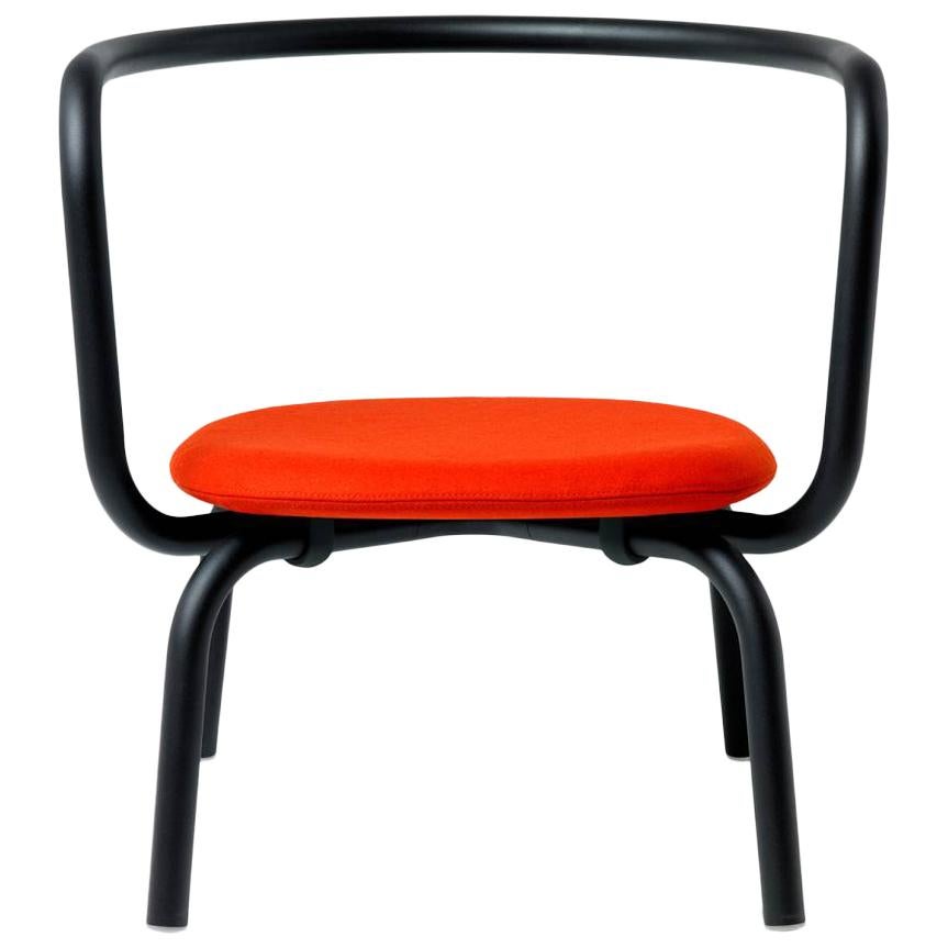 Emeco Parrish Lounge Chair with Black Powder-Coat & Red Seat by Konstantin Grcic