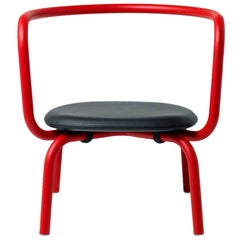 Emeco Parrish Lounge Chair with Red Powder-Coat & Black Seat by Konstantin Grcic