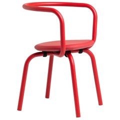 Emeco Parrish Side Chair in Red Powder-Coat and Red Leather by Konstantin Grcic