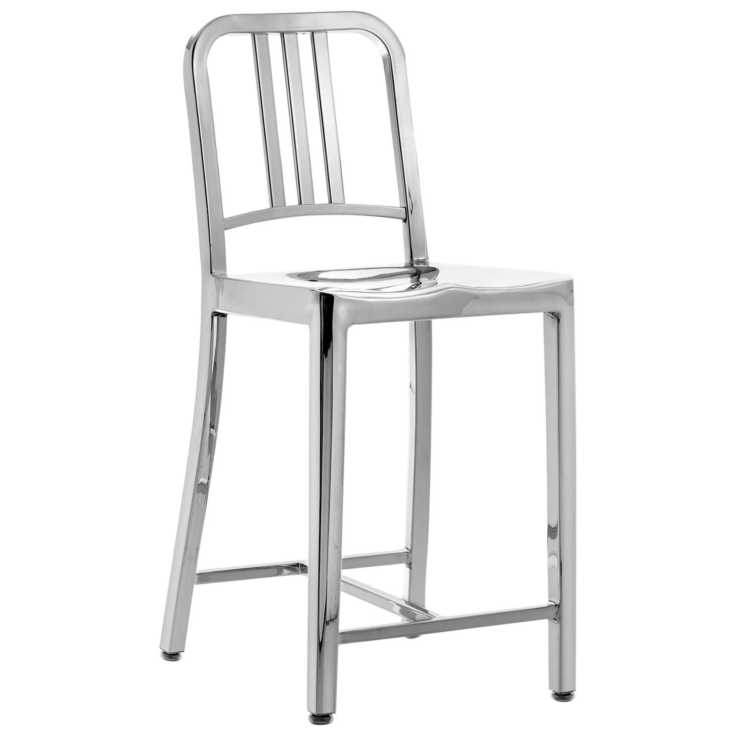 Emeco Navy Counter Stool in Polished Aluminum by US Navy