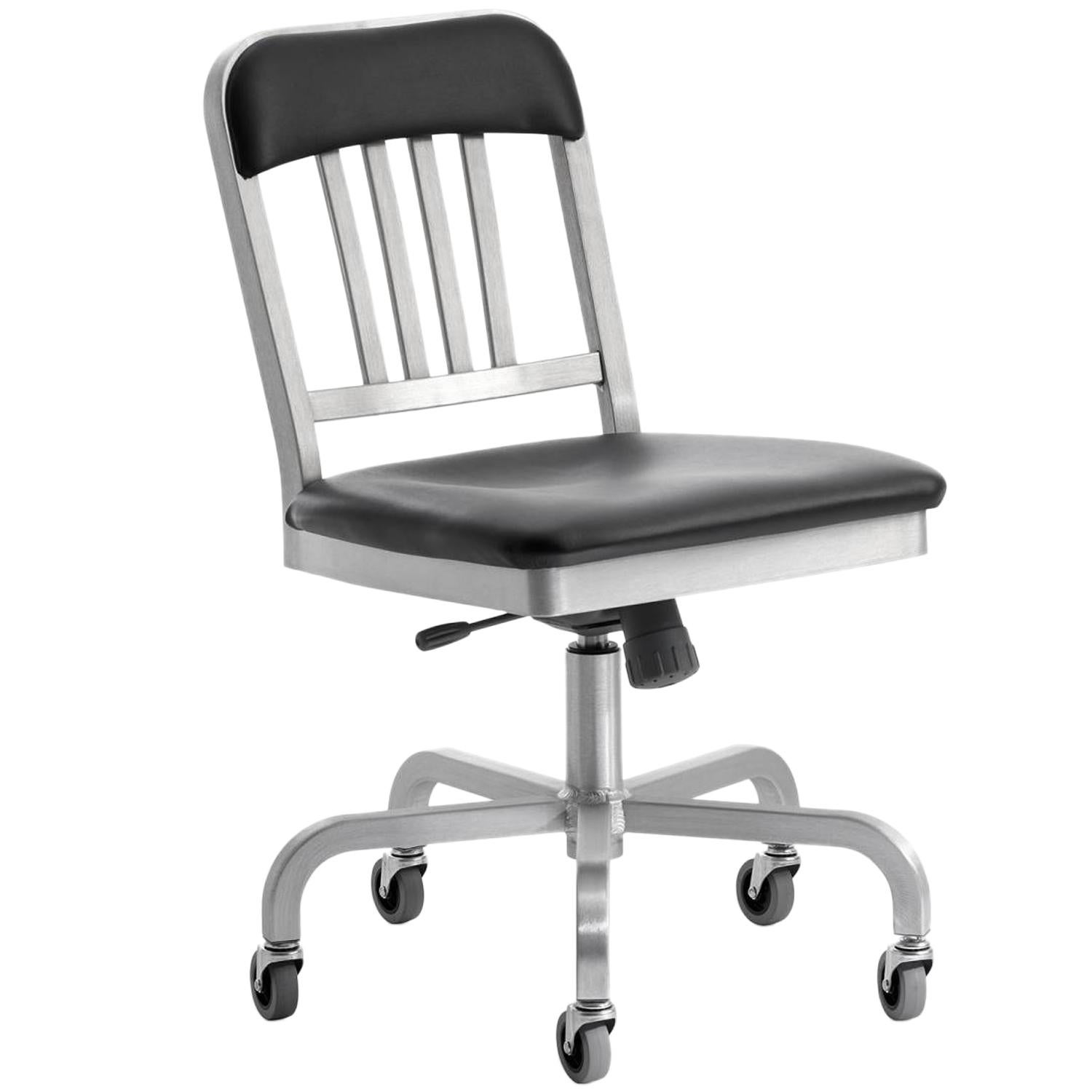 Emeco Navy Swivel Chair in Brushed Aluminum w/ Bar Back by Us Navy