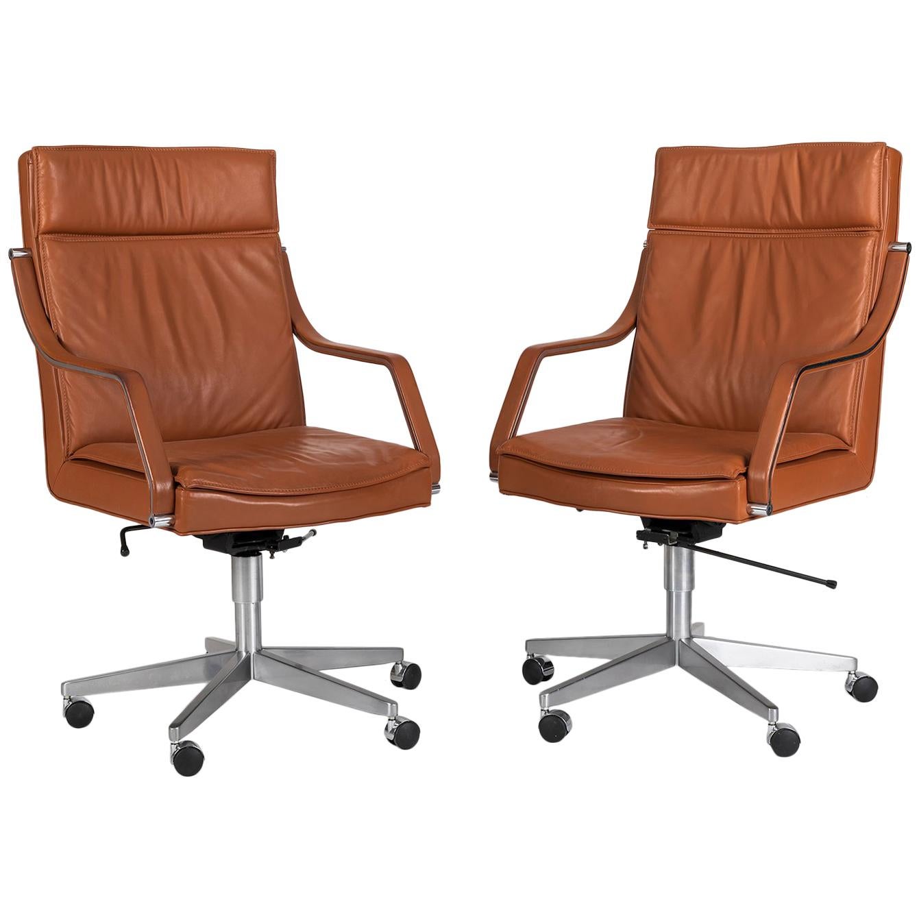 Pair of Ambassador Office Chairs by Geoffrey Hartcourt for Artifort For Sale