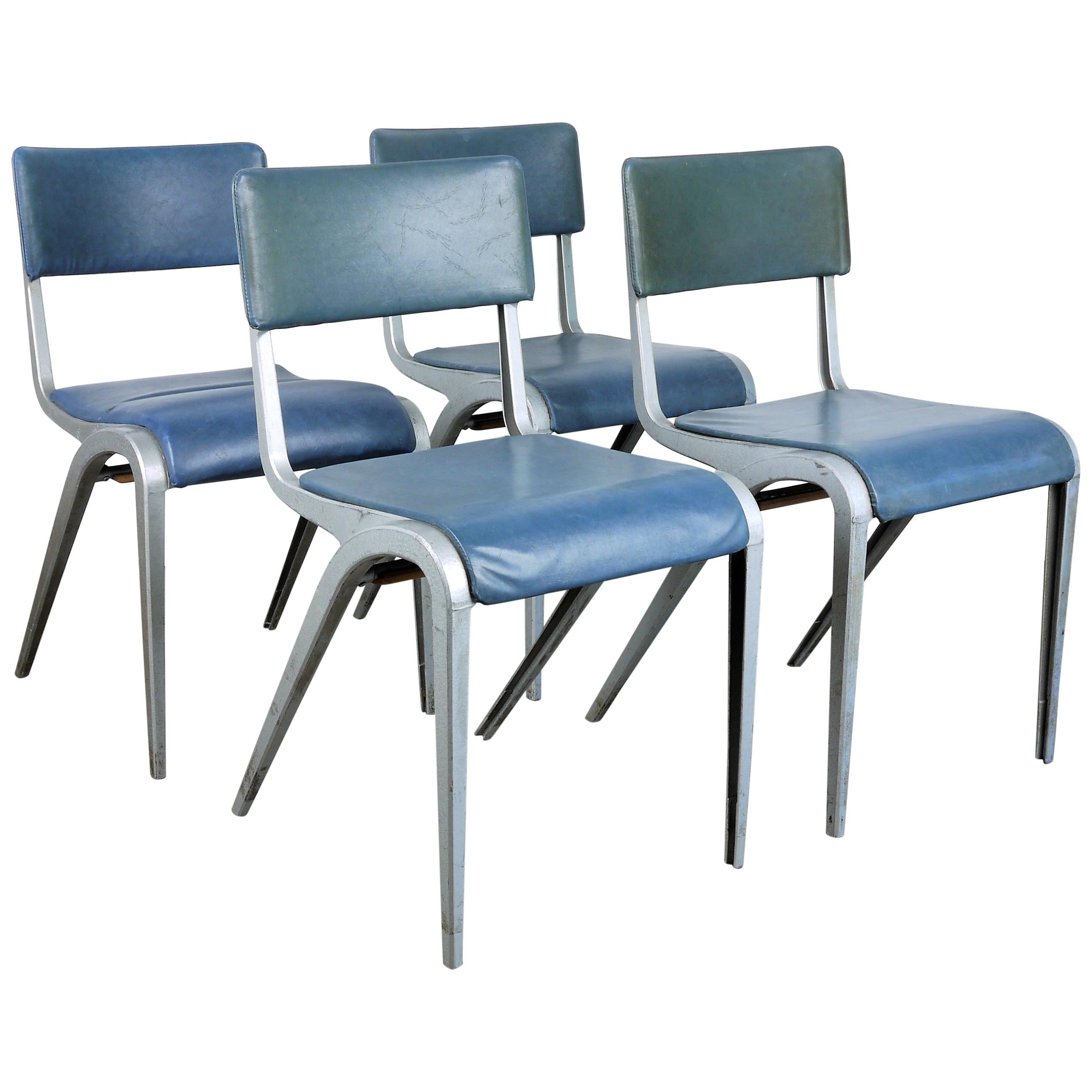 1950s Set of Four James Leonard Esavian ESA Dining, Side Upholstered Chairs