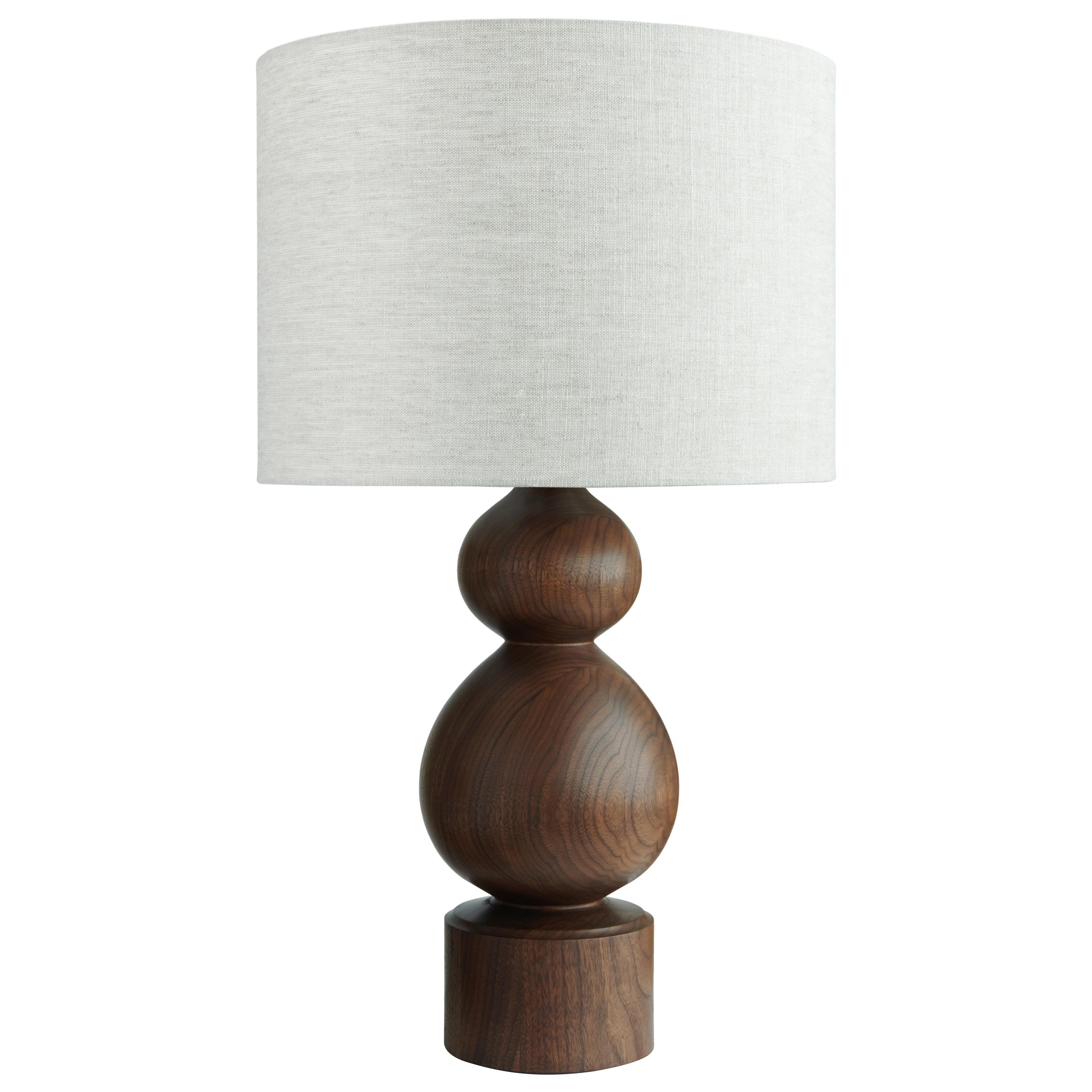 Gourd Table Lamp, Hand Turned American Black Walnut For Sale