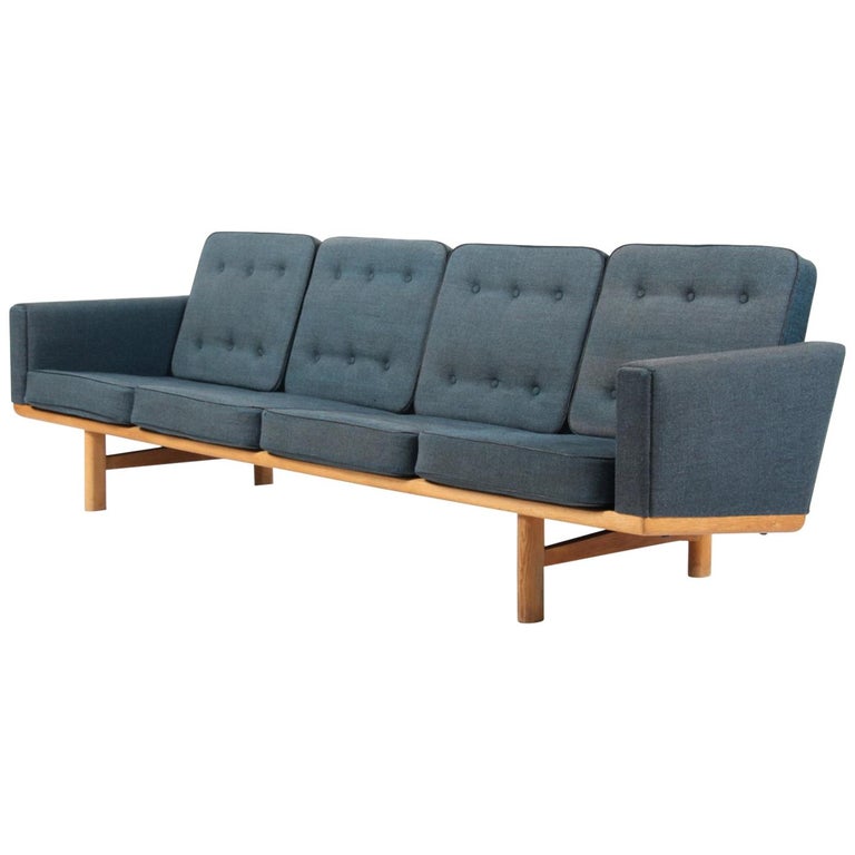Hans J Wegner Four Seat Sofa Model 236 4 Flecked Fabric And Oak Hans J Wegner Four Seat Sofa Model 236 4 Flecked Fabric And Oak