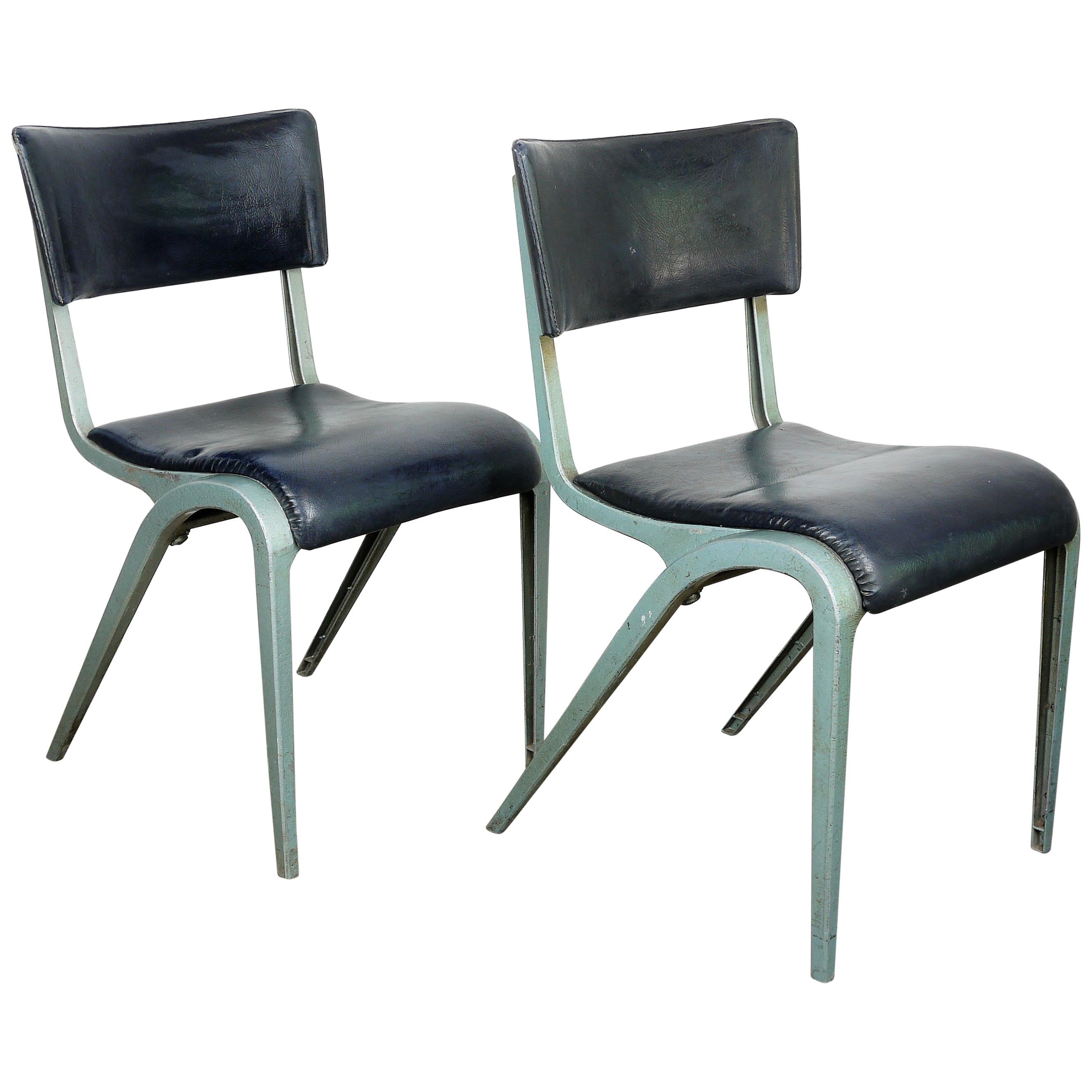 1950s Pair of James Leonard Esavian Esa Dining, Side Upholstered Chairs