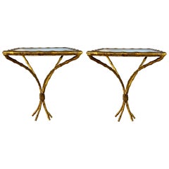 Pair of Gilt Metal Faux Bamboo Wall Brackets