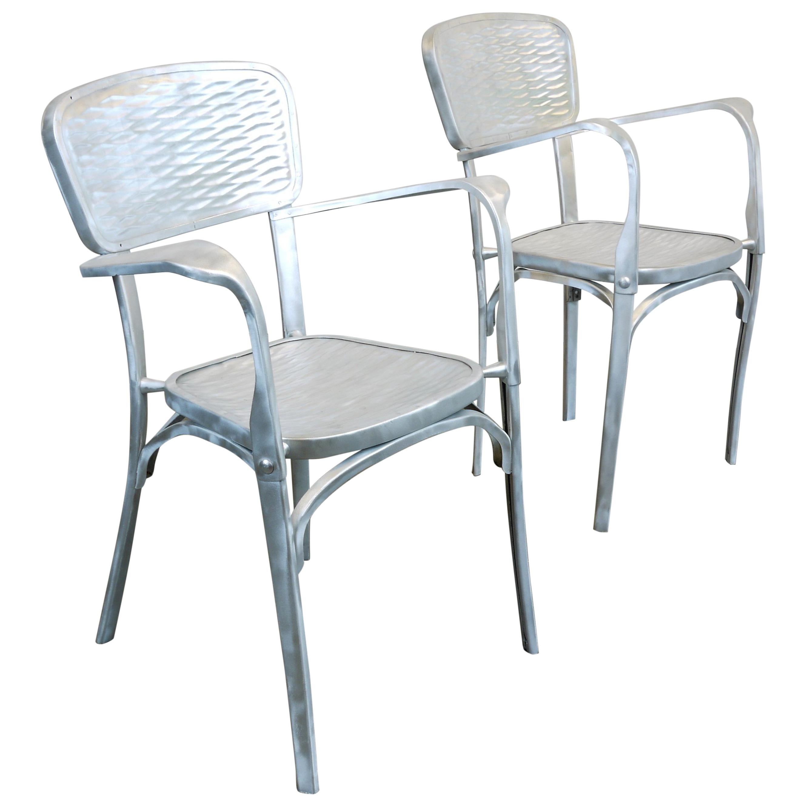Pair of 1940s French Aluminium Dining -Side Chairs