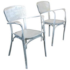 Vintage Pair of 1940s French Aluminium Dining -Side Chairs