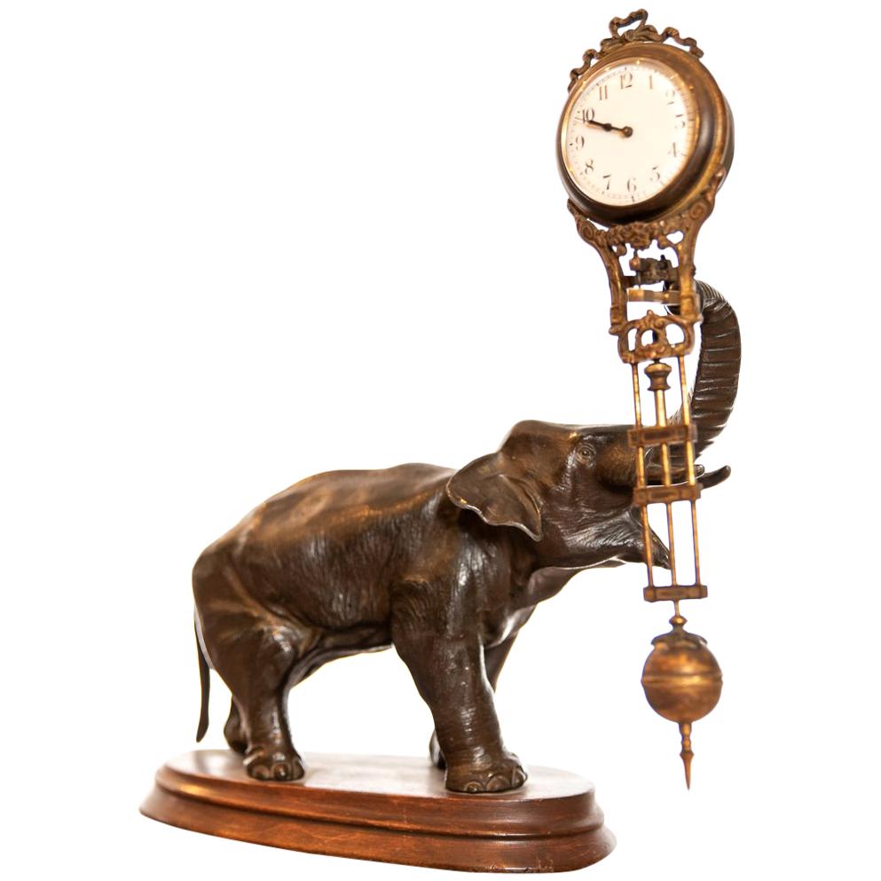 Brass Pendulum Elephant Mystery Clock by Junghans
