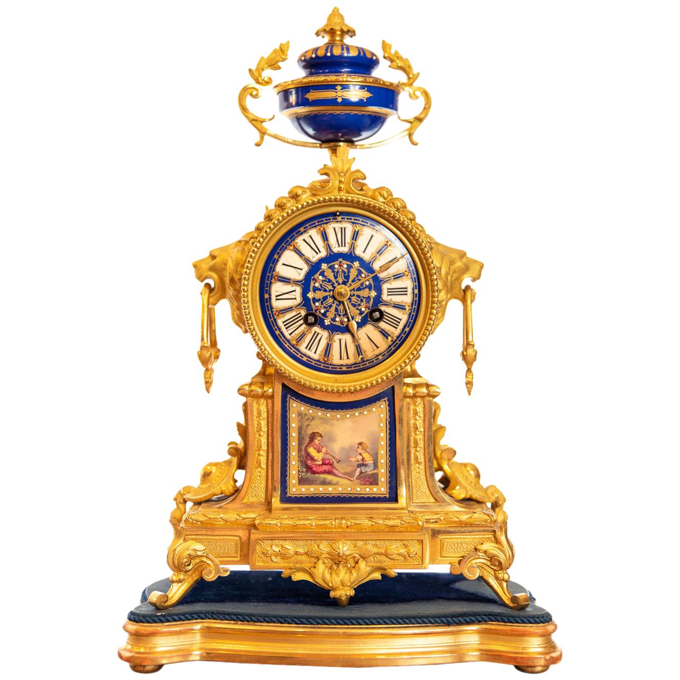 19th Century French Ormolu Clock For Sale