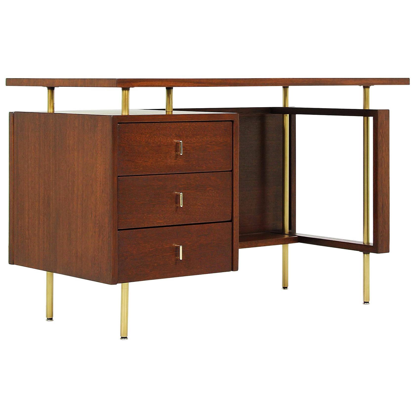 John Keal Desk with Brass Accents for Brown Saltman