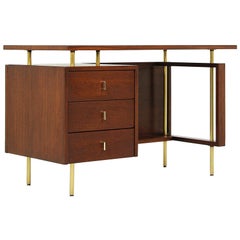 John Keal Desk with Brass Accents for Brown Saltman