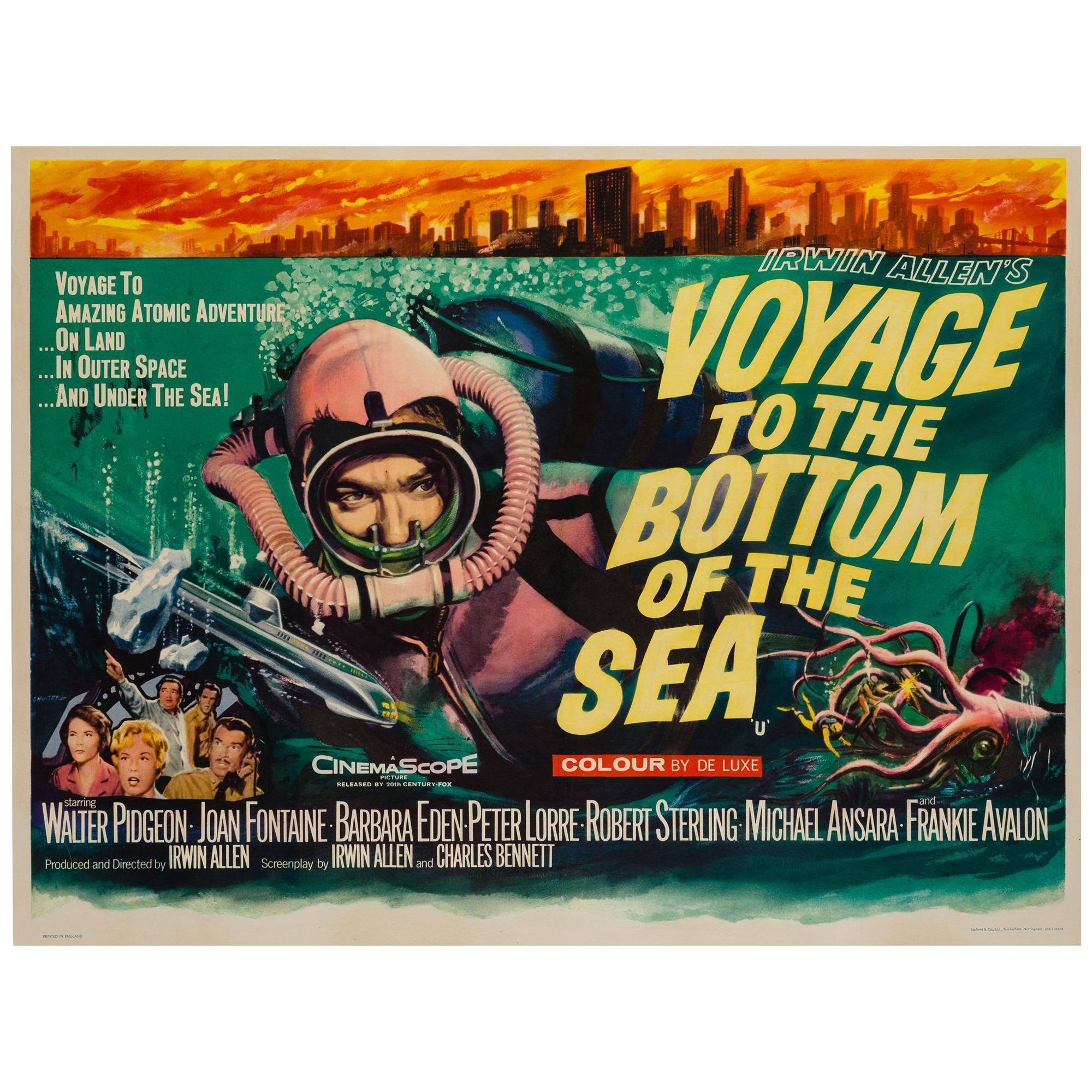 Voyage to the Bottom of the Sea Original British Film Poster, Tom Chantrell 1961