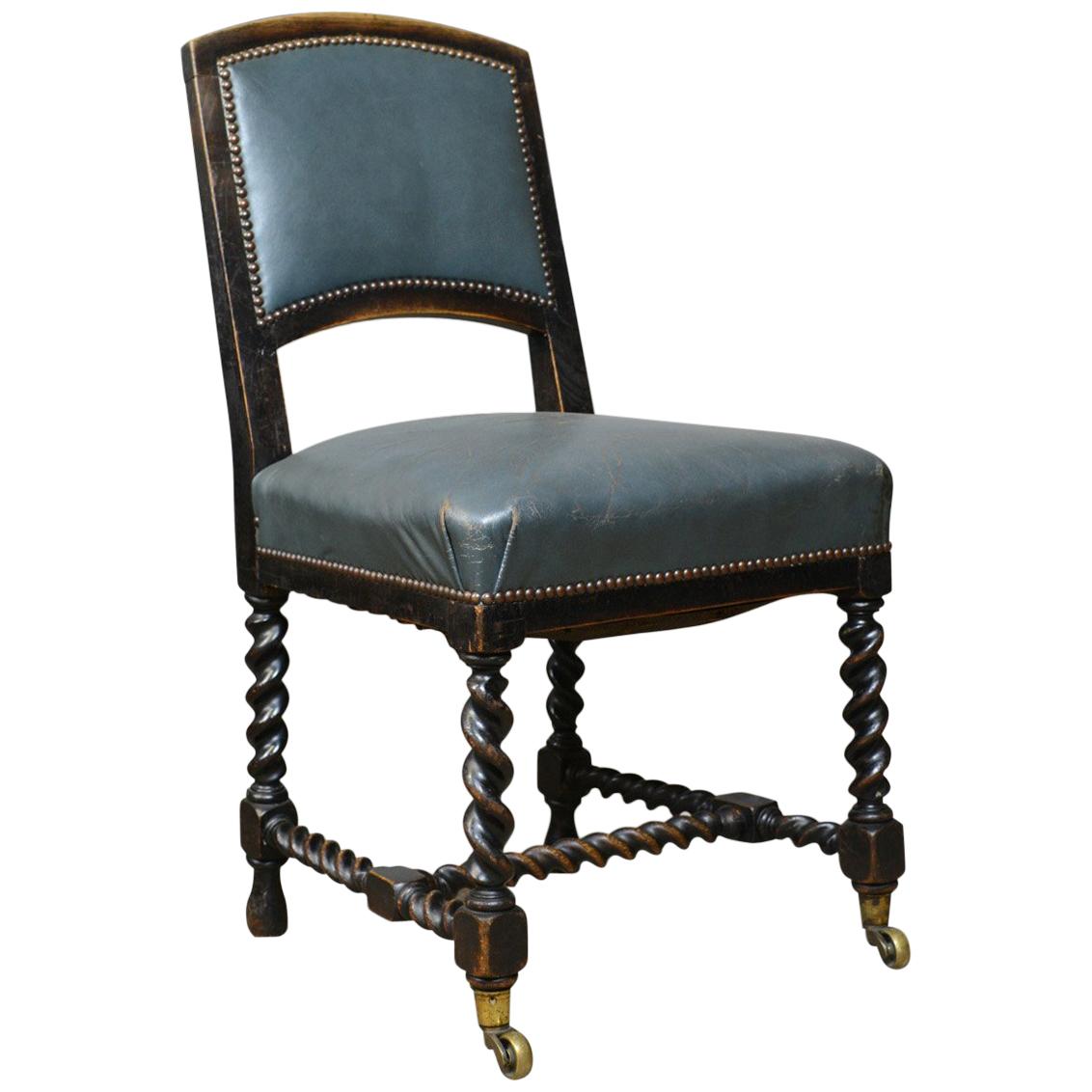 Set of Six Antique Dining Chairs, Oak, Leather, Aesthetic Movement, circa 1880