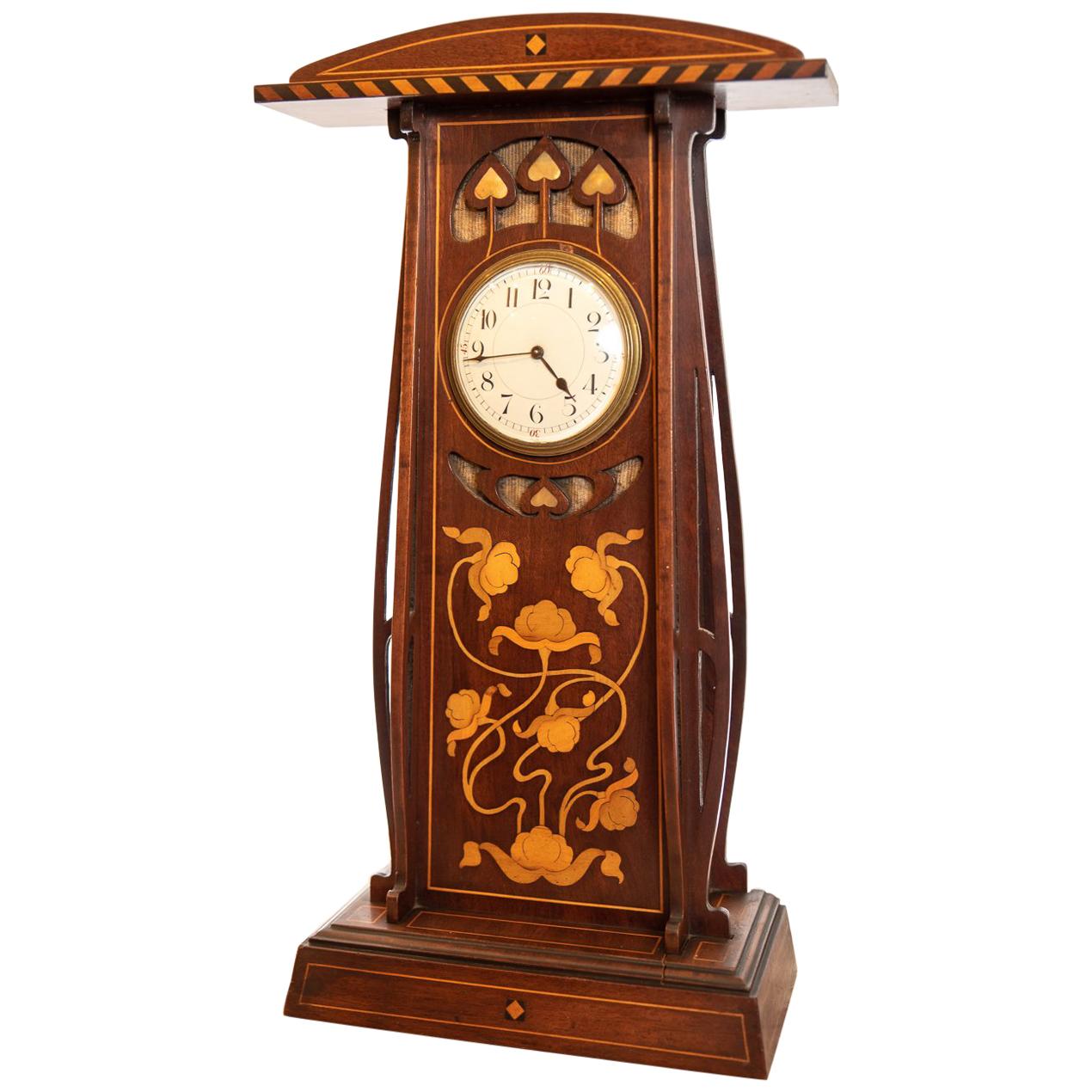 Very Large Wooden Art Deco/Art Nouveau Timepiece Mantel Clock For Sale