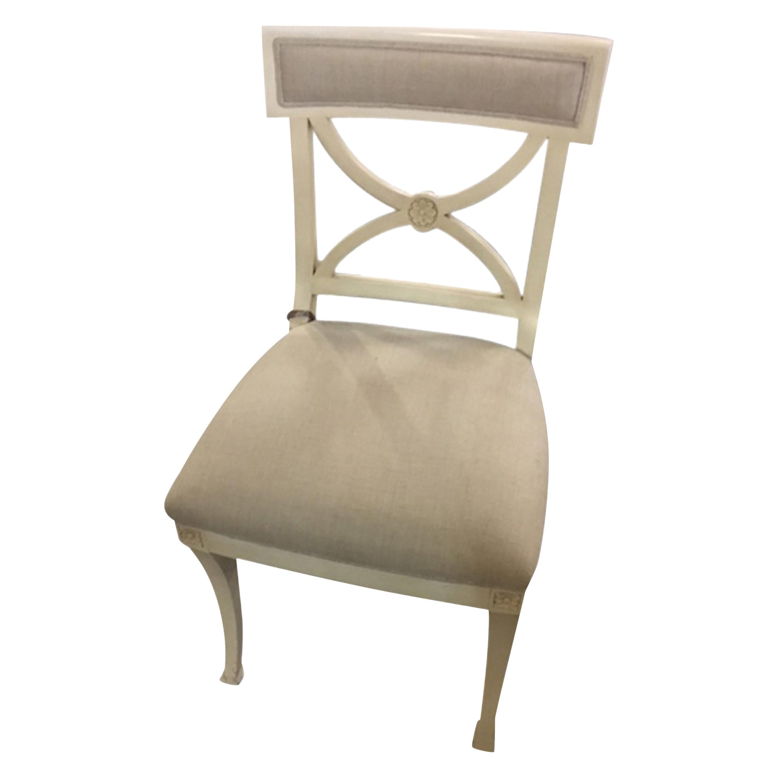 Schumacher Westminster Beechwood Side Chair Upholstered in Brissac Weave- Sample