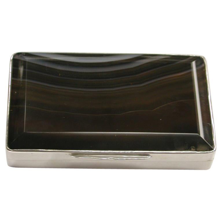 Victorian Silver and Banded Agate Snuff Box, Henry William Curry, London, 1873