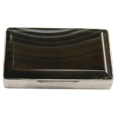 Antique Victorian Silver and Banded Agate Snuff Box, Henry William Curry, London, 1873