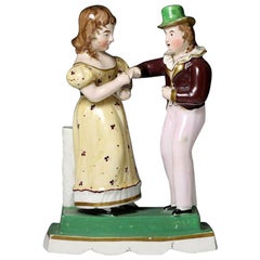 Staffordshire Figure Group of a Boy and Girl, English, circa 1835