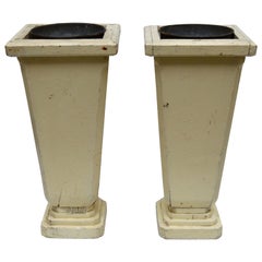 Pair of French Art Deco Wood and Zinc Flower Shop Vases, circa 1930