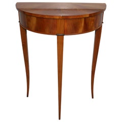 Demi Lune Console Table, Biedermeier Style, Cherrywood Shellac Polished