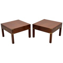 Pair of Antique Military Campaign Style Mahogany Side Tables