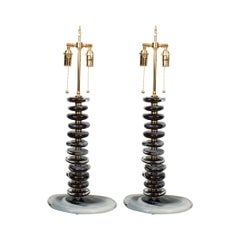 Pair of Stacked "Nugget" Table Lamps