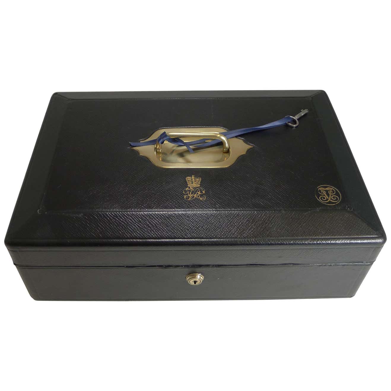 Large Antique English Morocco Leather Despatch / Dispatch Box by ...