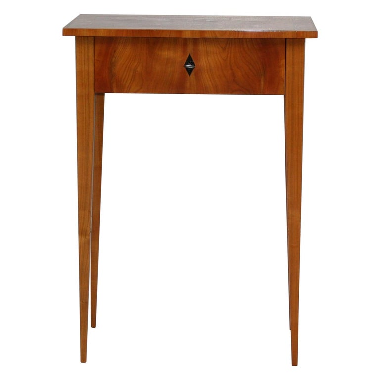 Small Side Table With Drawer Biedermeier Style Shellac Polished