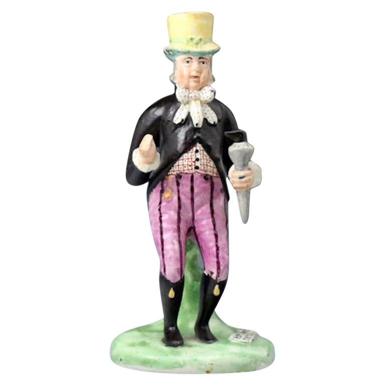 Staffordshire Pottery Pearlware Figure of Paul Pry, England, 1820 For Sale