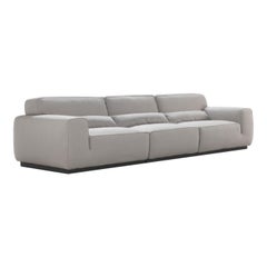 'CARAVAGGIO' Pastel Grey 3-Seater Sofa with Full Wooden Leg