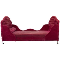 Antique French 19th Century Daybed with Tufted Velvet