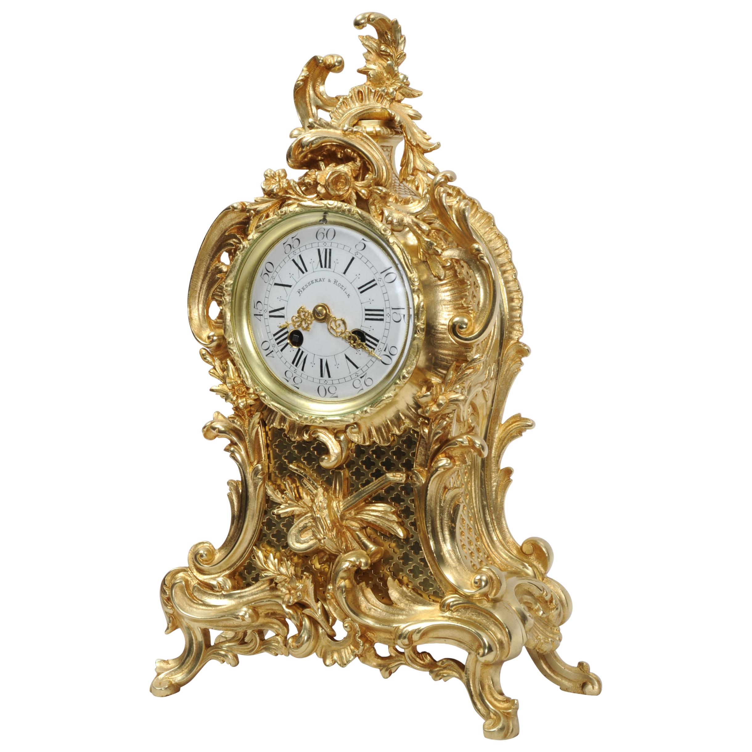 Antique French Gilt Bronze Rococo Clock by Vincenti et Cie, Music